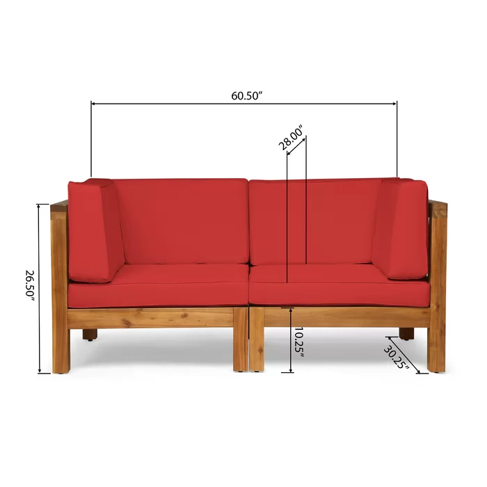 BRAVA X-BACK LOVESEAT ACACIA WOOD OUTDOOR WATER-RESISTANT SOFA