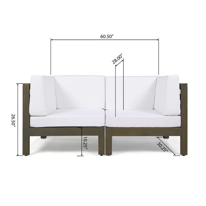 BRAVA X-BACK LOVESEAT ACACIA WOOD OUTDOOR WATER-RESISTANT SOFA