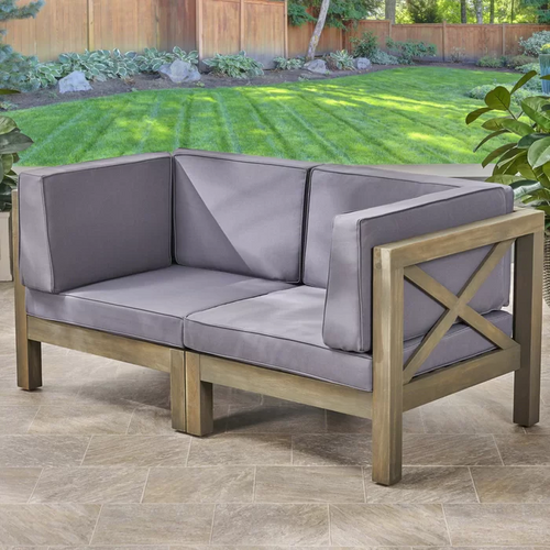 BRAVA X-BACK LOVESEAT ACACIA WOOD OUTDOOR WATER-RESISTANT SOFA