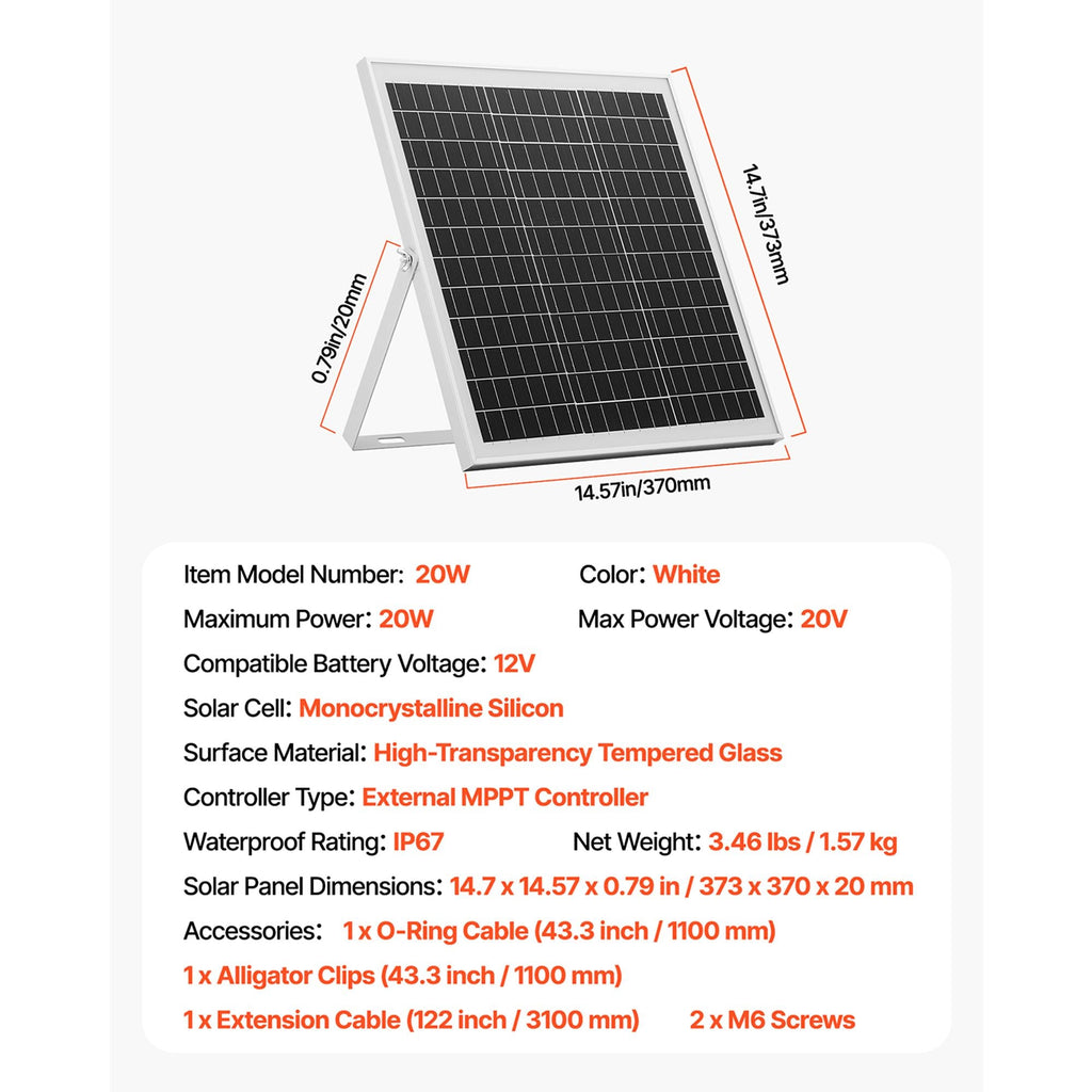 20W 12V Solar Panel Battery Charger, Solar Battery Trickle Charger
