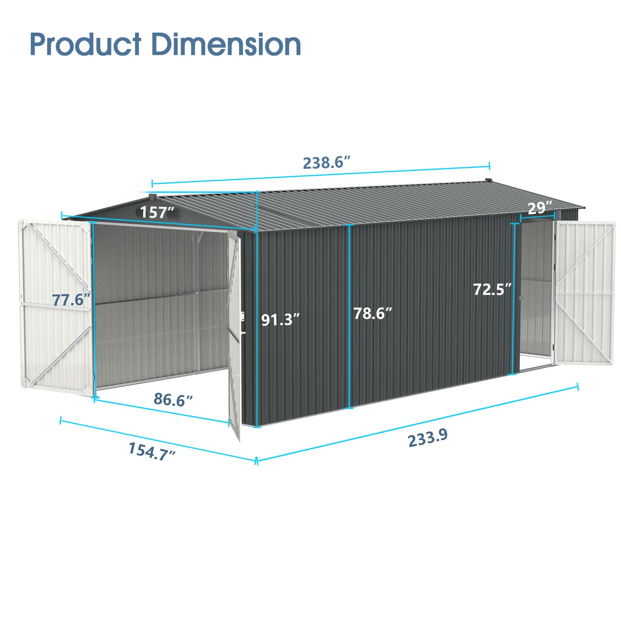 Outdoor Storage Shed 20x13 FT, Metal Garden Shed Backyard Utility Tool
