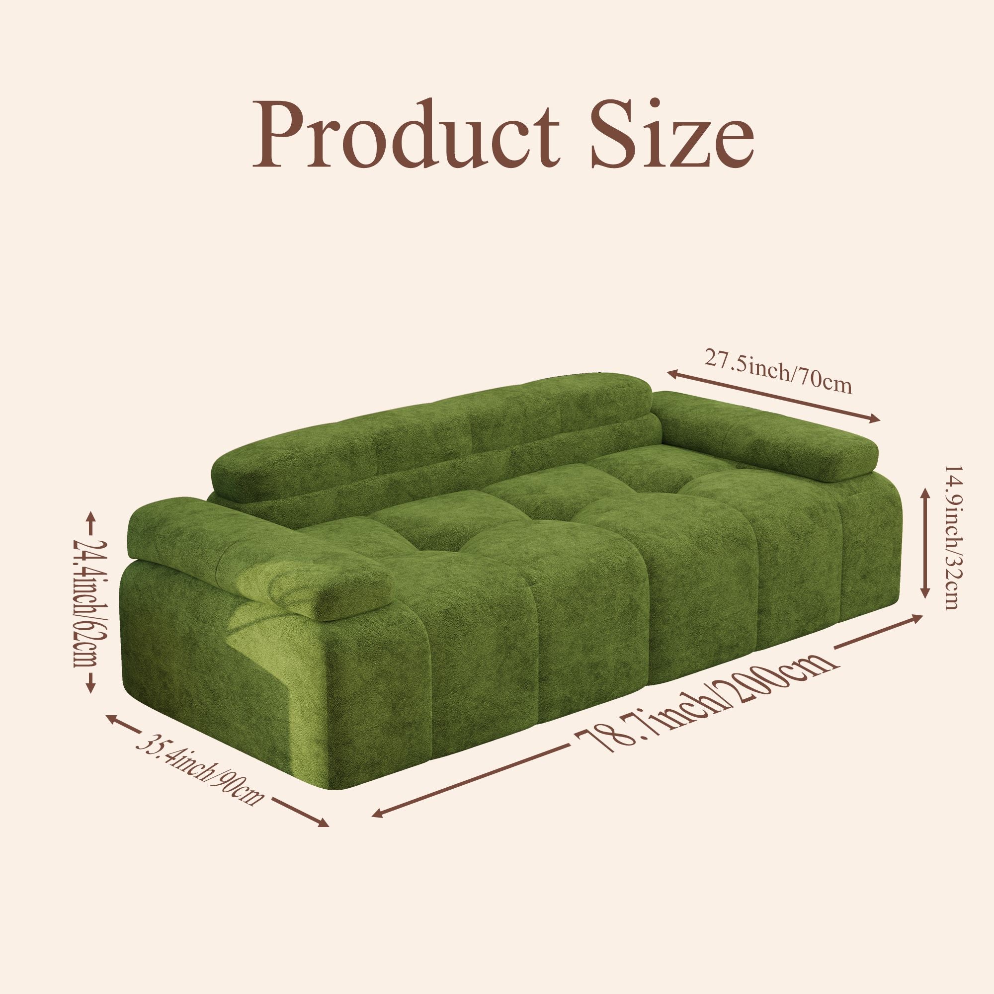 Modern Sofa Bed,Velvet Sleeper Couch,3 Seater Tufted Sofa,And