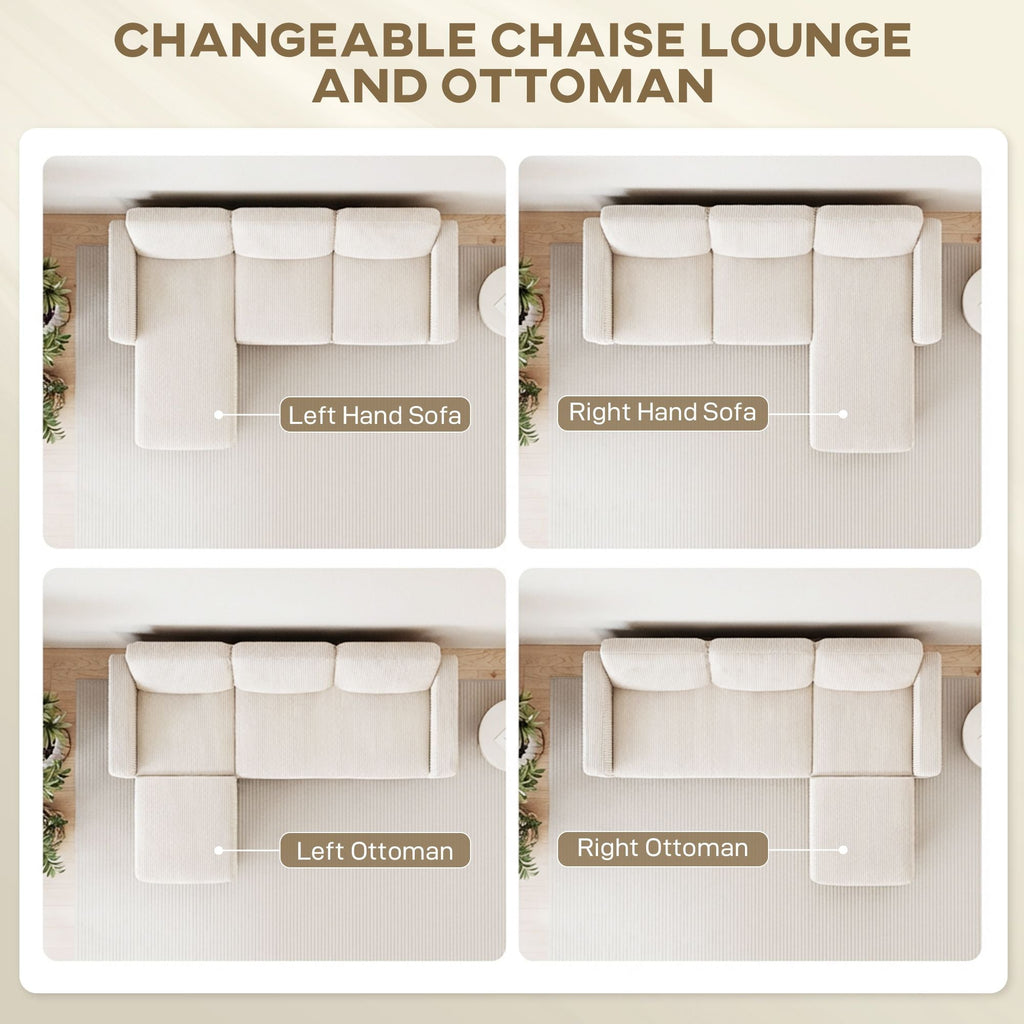 Sectional Sofa, L Shaped Couch, with Reversible Chaise or Ottoman,