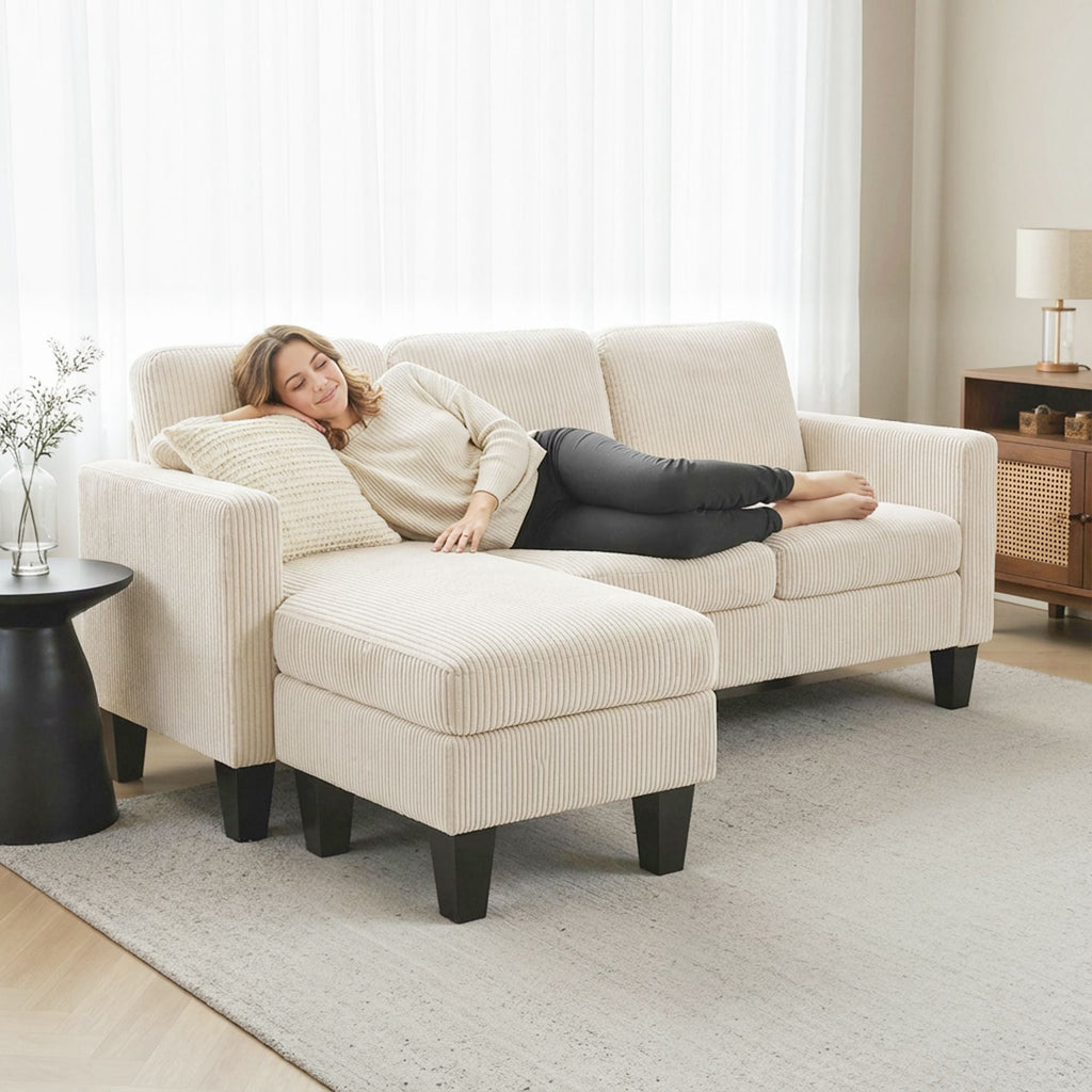 Sectional Sofa, L Shaped Couch, with Reversible Chaise or Ottoman,