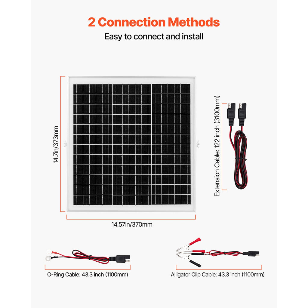 20W 12V Solar Panel Battery Charger, Solar Battery Trickle Charger