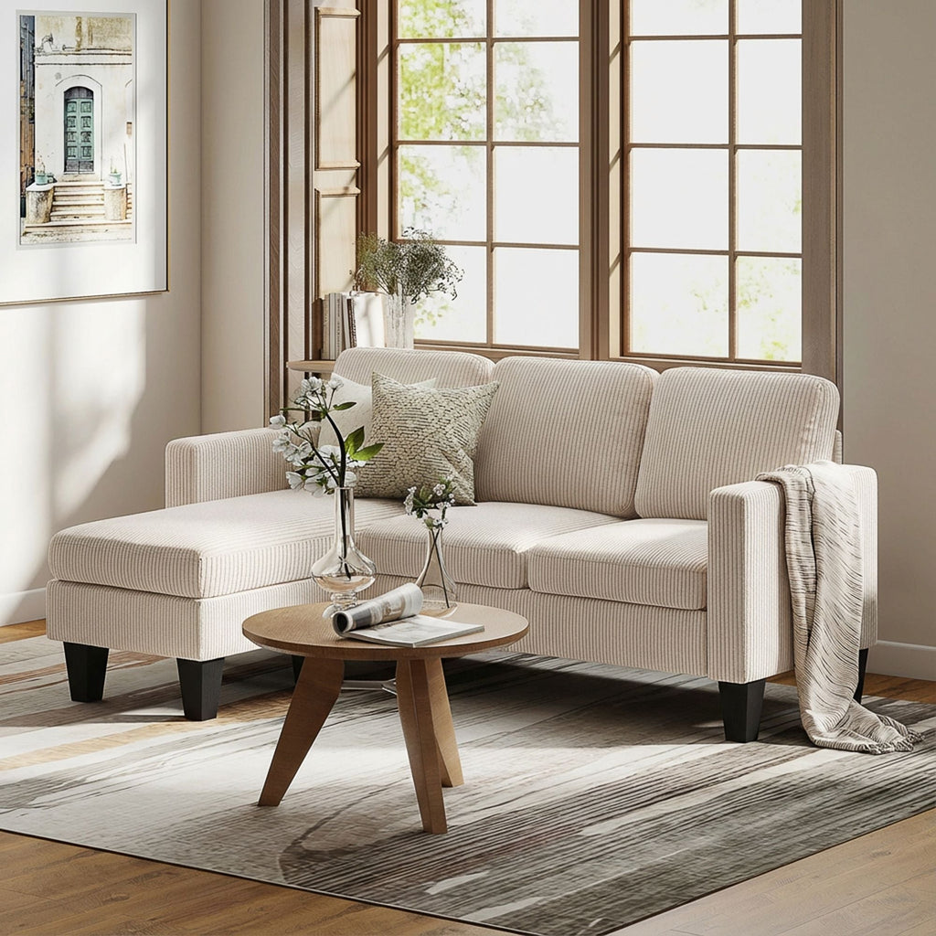Sectional Sofa, L Shaped Couch, with Reversible Chaise or Ottoman,