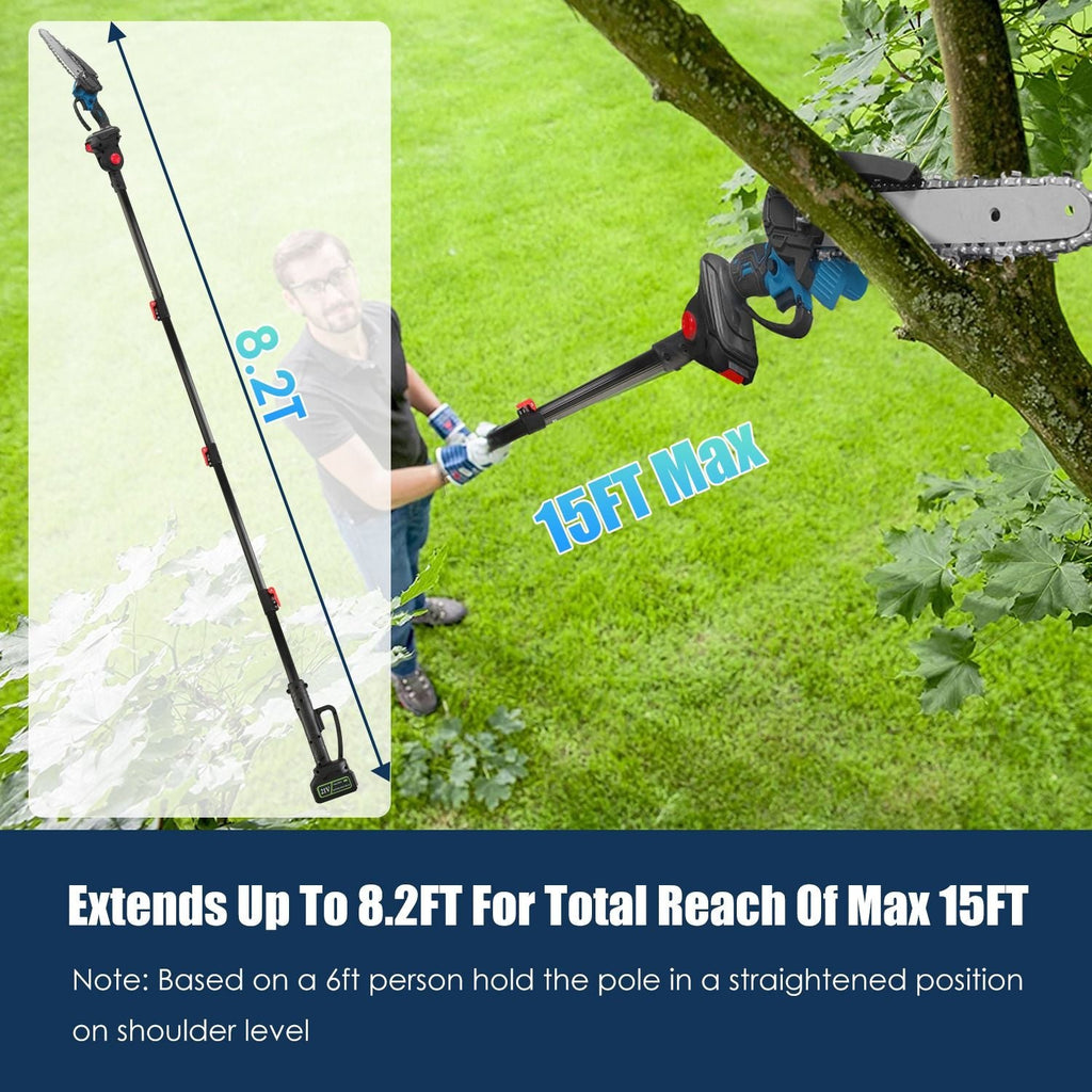 2-In-1 8' Cordless Electric Pole Saw and Mini Chainsaw with Extension