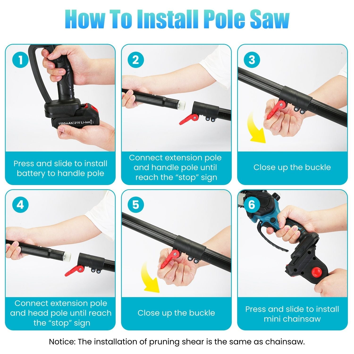 2-In-1 8' Cordless Electric Pole Saw and Mini Chainsaw with Extension