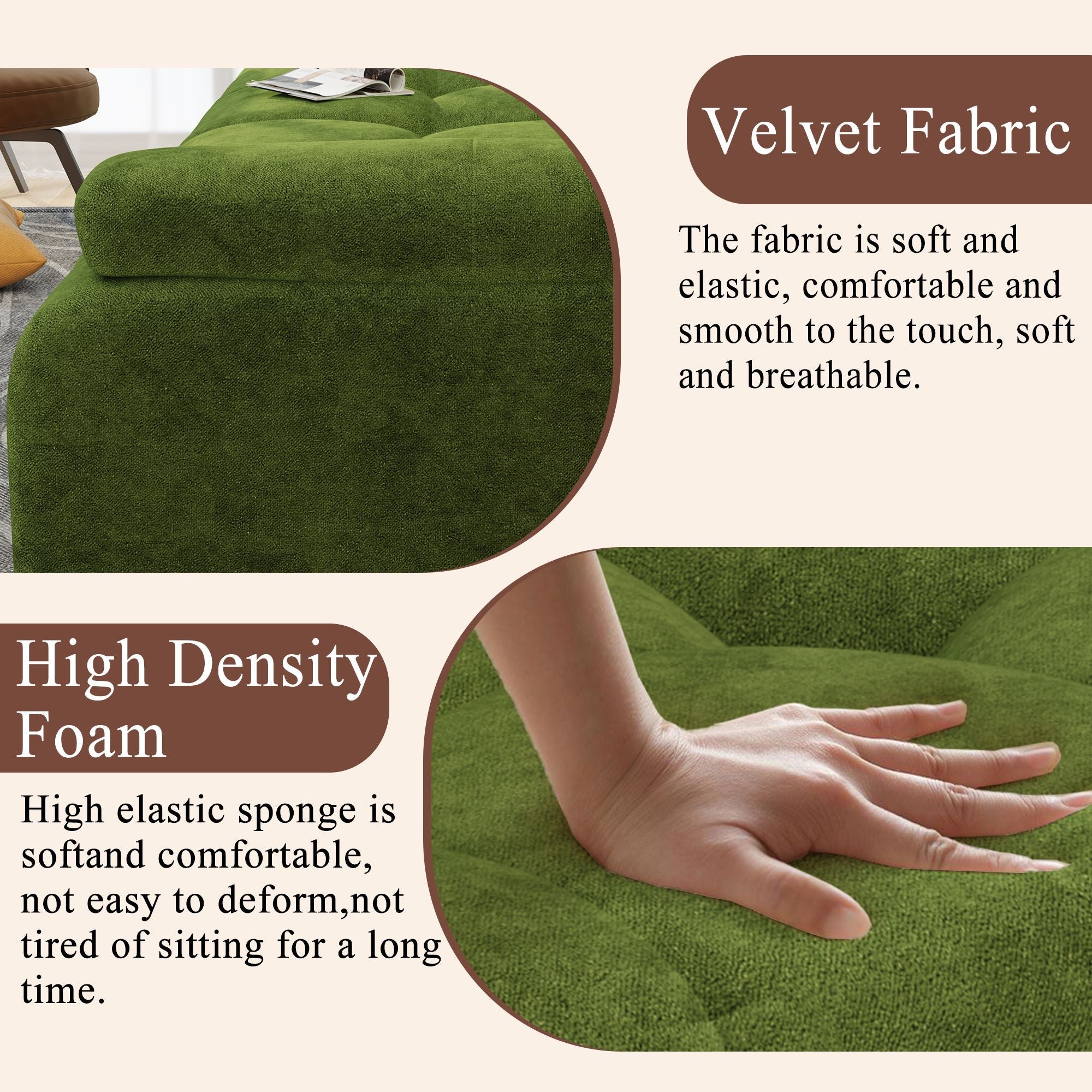 Modern Sofa Bed,Velvet Sleeper Couch,3 Seater Tufted Sofa,And