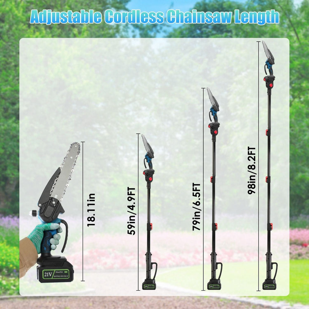 2-In-1 8' Cordless Electric Pole Saw and Mini Chainsaw with Extension