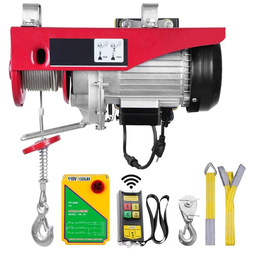 Electric Hoist, 1320 lbs Lifting Capacity, 1150W 110V Electric Steel