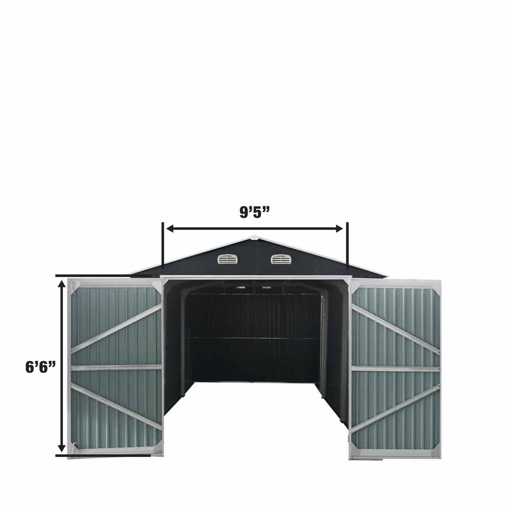 13' x 20' Metal Garage Shed with Double Front Doors, 7'9" Peak Height,