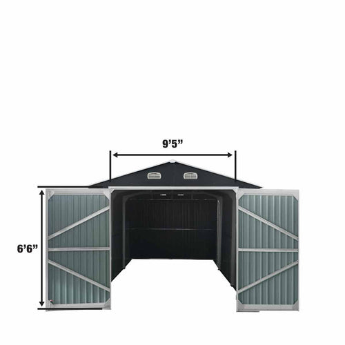 13' x 20' Metal Garage Shed with Double Front Doors, 7'9" Peak Height,