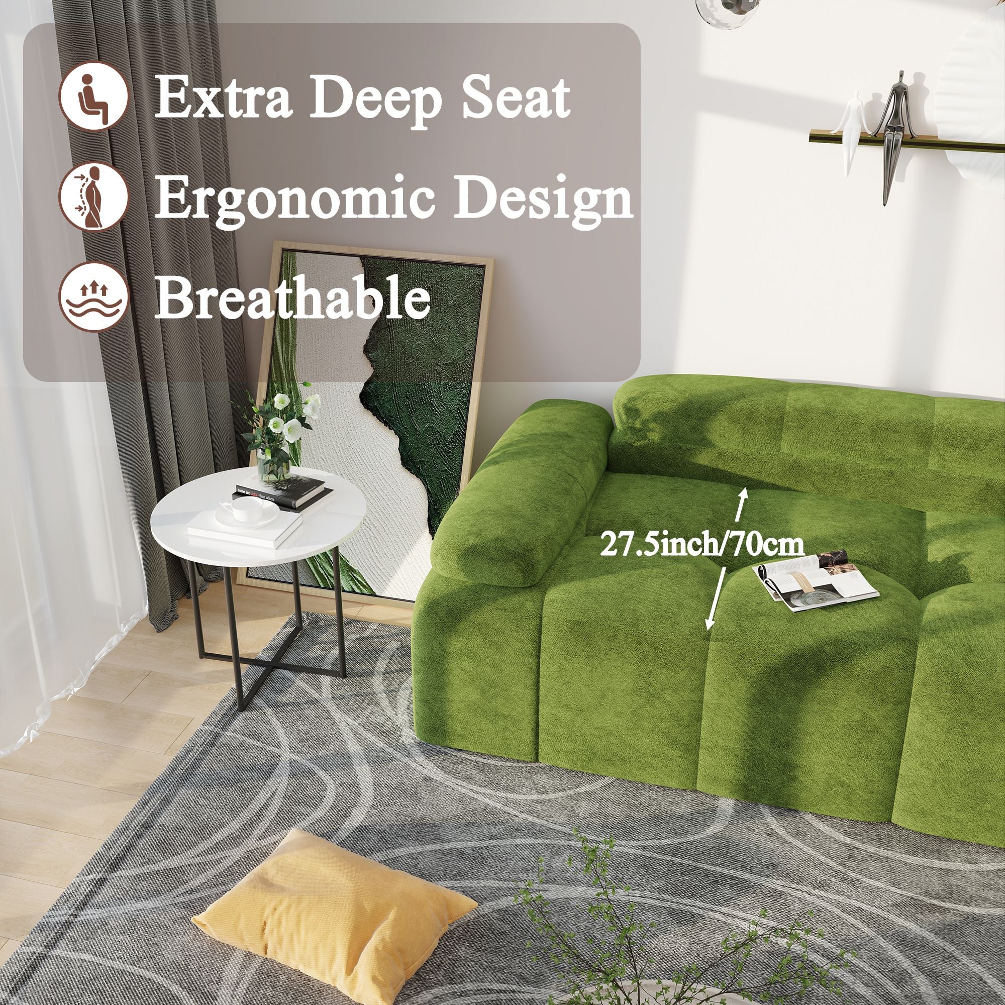 Modern Sofa Bed,Velvet Sleeper Couch,3 Seater Tufted Sofa,And