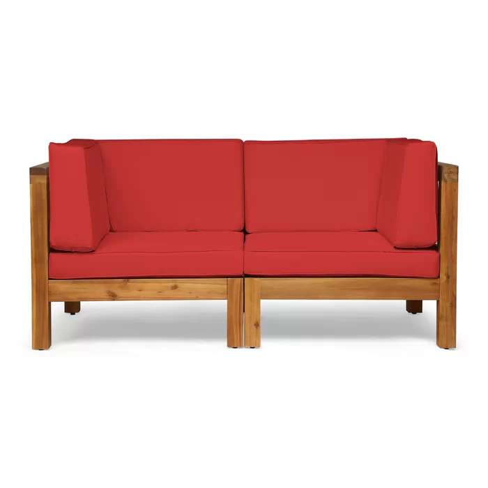 BRAVA X-BACK LOVESEAT ACACIA WOOD OUTDOOR WATER-RESISTANT SOFA